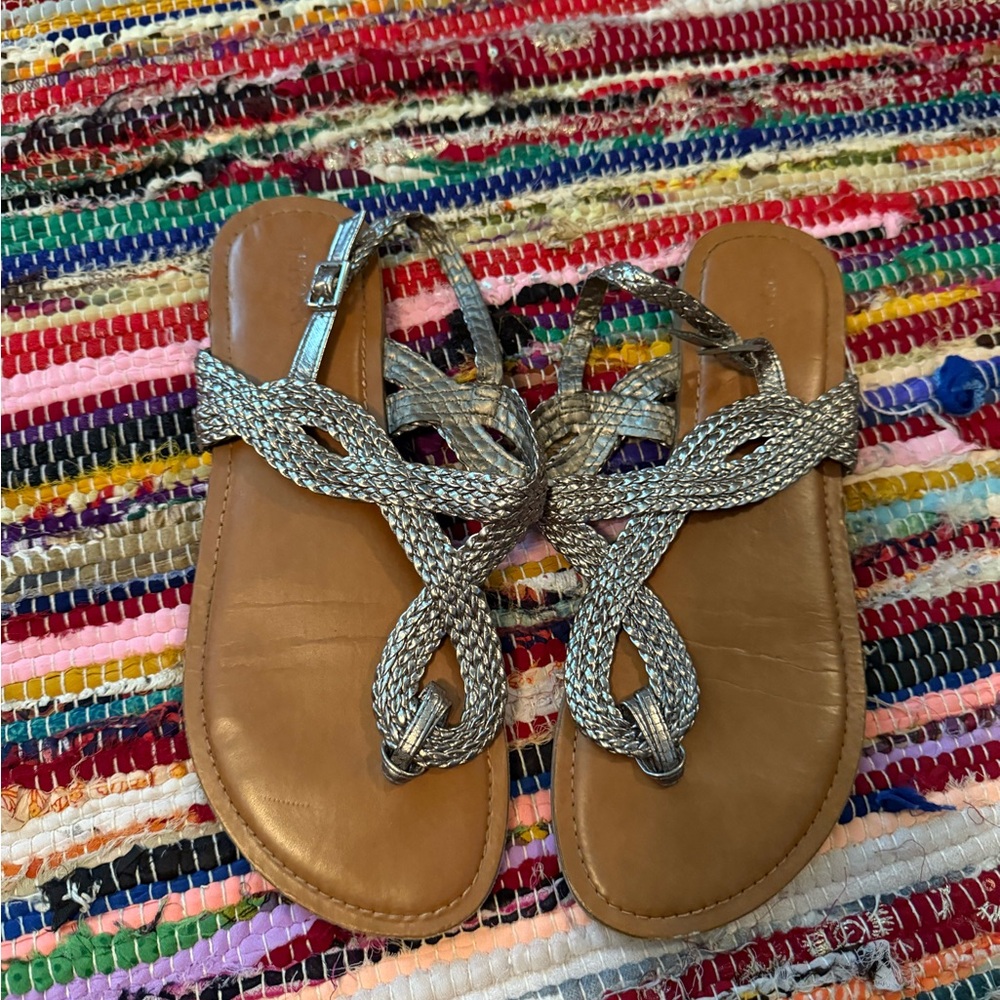 Target Silver and Tan Braided Sandals